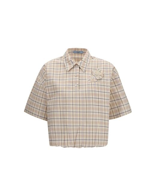 Women's White Checked Poplin Shirt