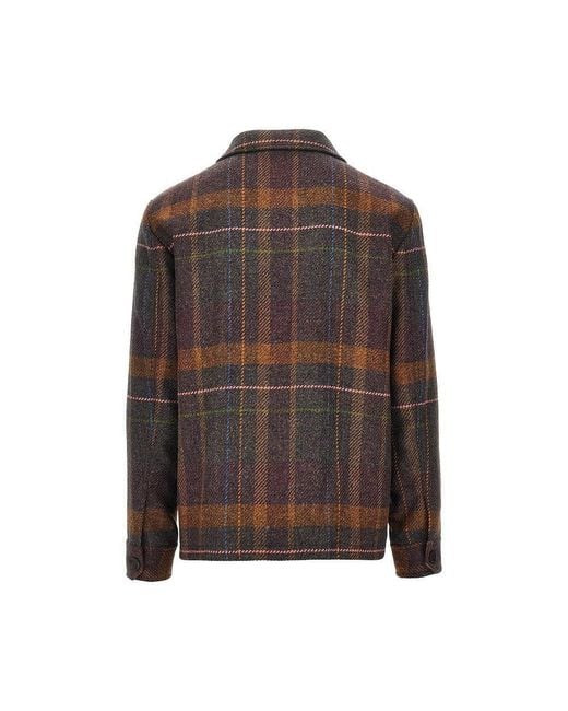 Etro Brown Cashmere And Wool Overshirt for men