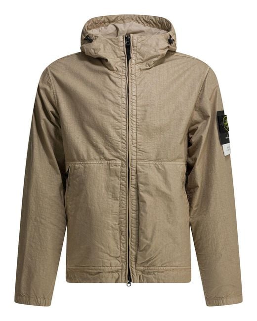 Stone Island Green Waterproof Jacket With Compass Patch for men