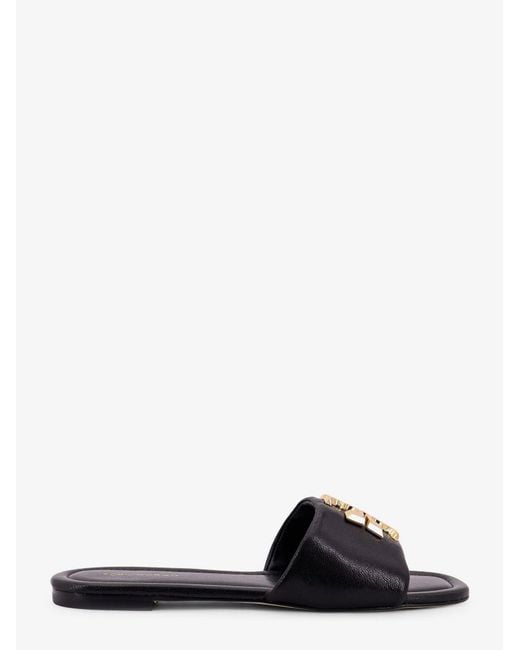 Tory Burch Black Eleanor Leather Flat Sandals