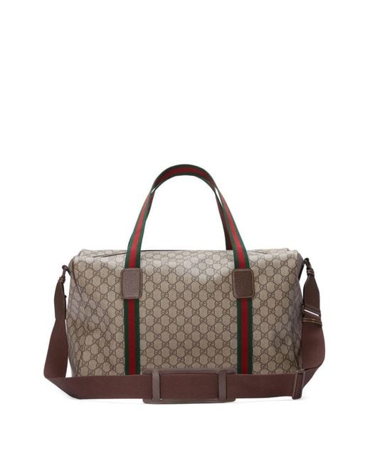 Gucci Brown Travel Bag With Web Detail for men