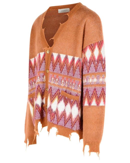 Laneus Pink Multi Wool Blend Cardigan for men