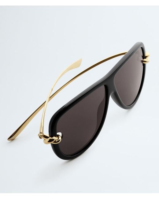 Bottega Veneta Black Aviator Knot Sunglasses