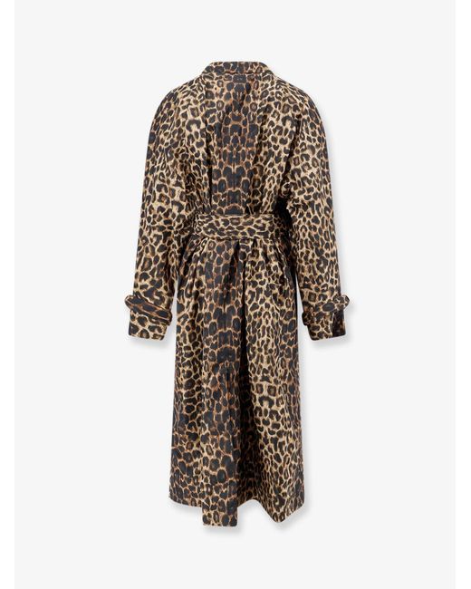 Saint Laurent White Nylon Trench With Animal Print