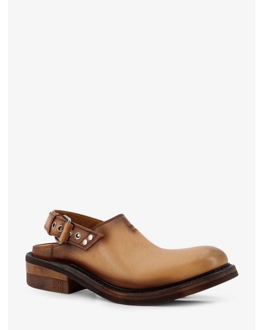 Miu Miu Brown Foule Leather Sabot Sandals