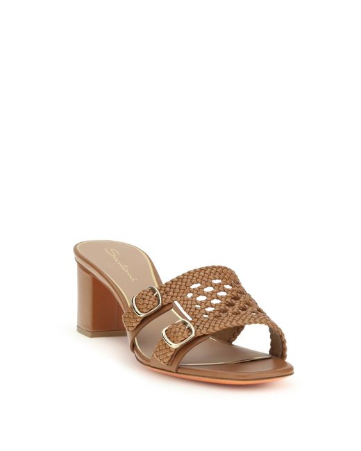 Santoni Natural Woven Leather Sandals