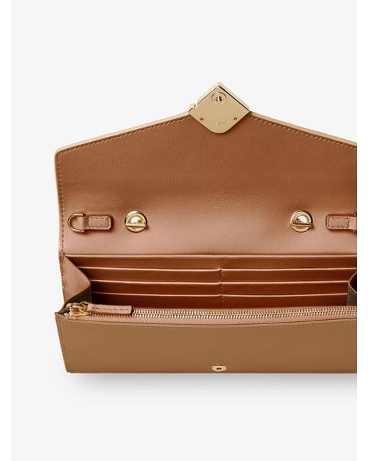 Fendi Brown On Chain Ff Diamonds Leather Wallet