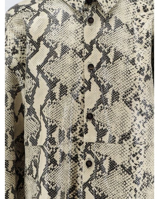 Alysi White Python Print Leather Shirt