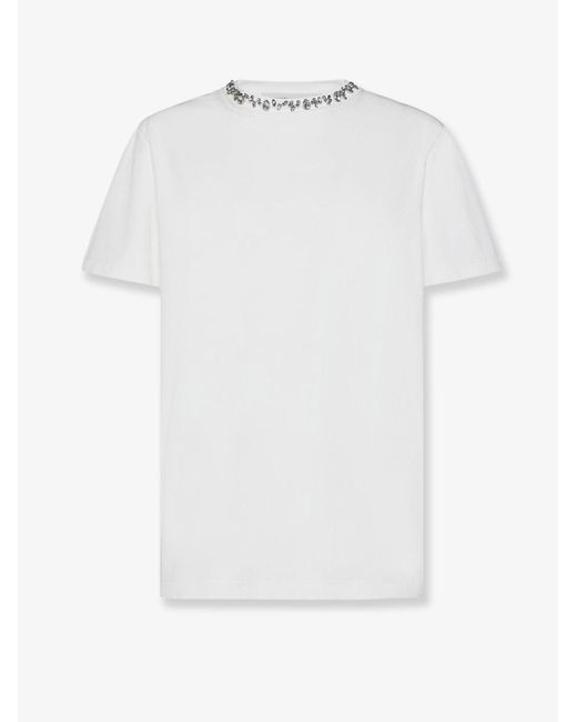 Golden Goose Deluxe Brand White Cotton T-Shirt With Rhinestones