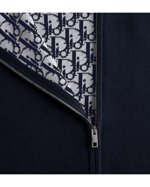 Dior Blue Zippered Hoodie With Logo for men