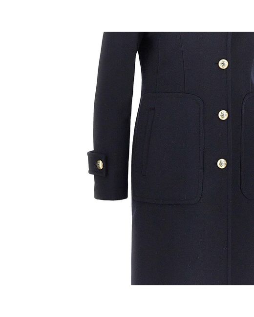 Pinko Blue Cloth Single-Breasted Long Coat