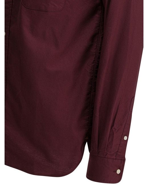 Beams Plus Purple Bordeaux Oxford Shirt for men