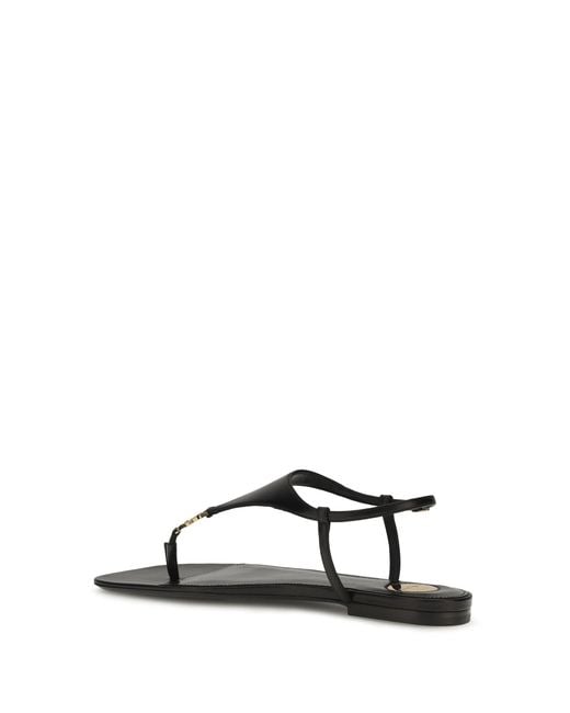 Saint Laurent Black Cassandre Leather Sandals