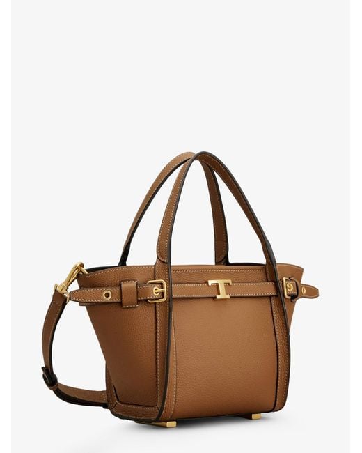 Tod's Brown T Signature Leather Tote Bag