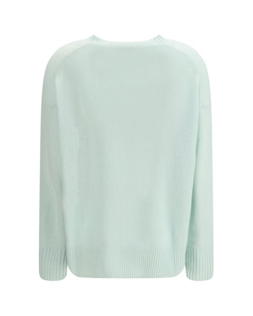 Allude Green Round-Neck Cashmere Jumper