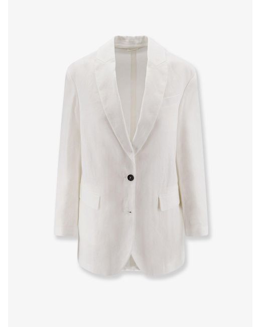 Brunello Cucinelli White Cotton Blazer