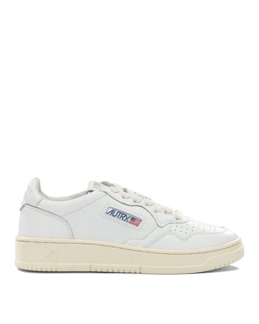 Autry White "Medalist Low" Sneakers