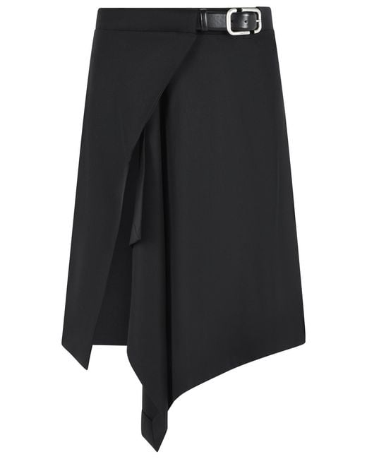 The Attico Black Virgin Wool Midi Skirt