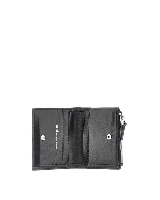 AMI Black Leather Bi-Fold Voulez-Vous Wallet for men