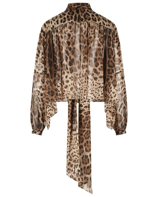 Dolce & Gabbana Natural Dolce & Gabbana Leopard Print Silk Shirt