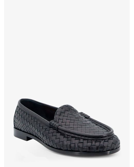 Bottega Veneta White Silenzio Leather Loafers With Intrecciato Motif for men