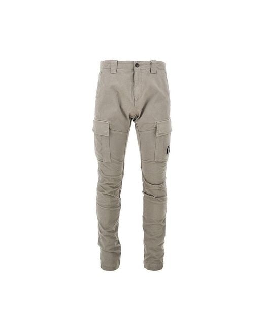 C P Company Gray Cotton Gabardine Pants for men