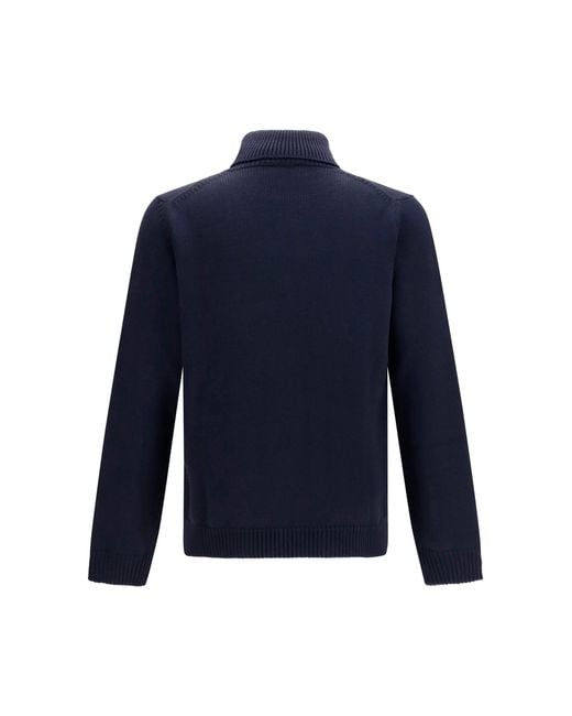 Roberto Collina Blue Turtleneck Wool Sweater for men