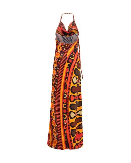 Emilio Pucci White Long Silk-Blend Printed Dress
