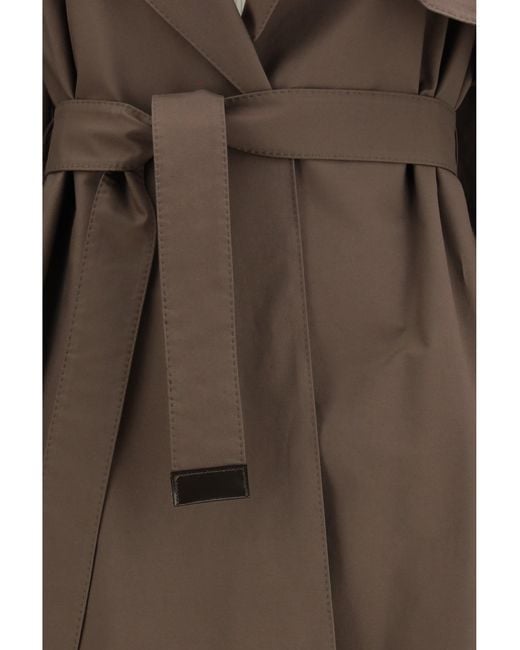 Max Mara Brown Cotton-Blend Twill Trench