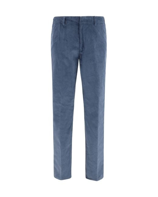 Etro Blue Roma Stretch Cotton Corduroy Pants for men