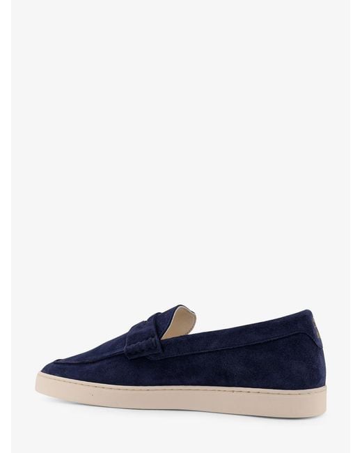 Brunello Cucinelli Blue Flat Shoes Suede for men