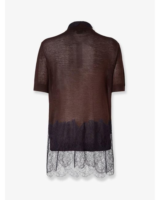 Fendi Brown Lingerie Cashmere And Silk Polo Shirt