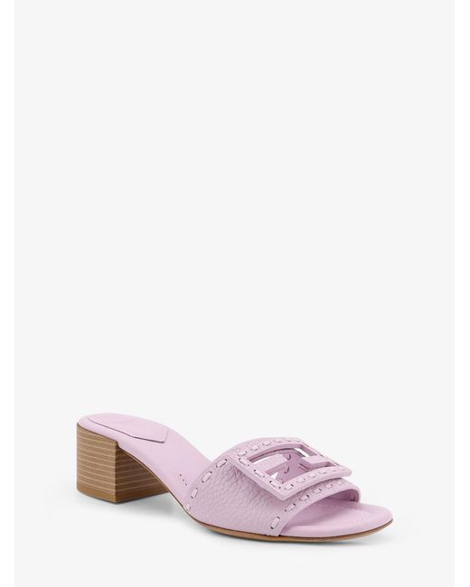 Fendi Pink Leather Baguette Sandals