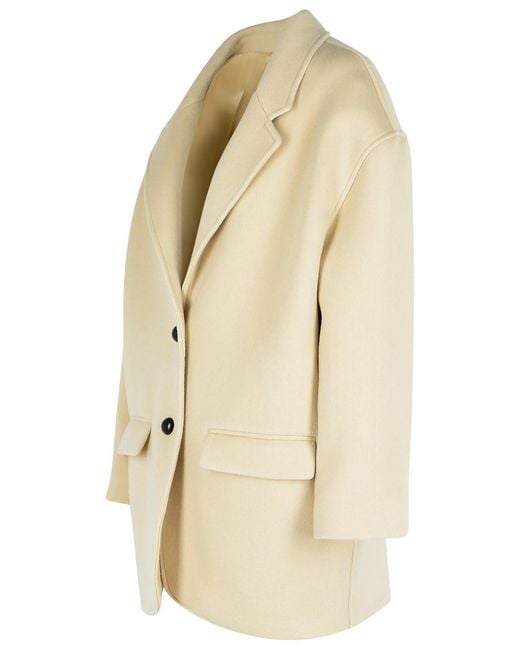Isabel Marant Natural 'Campbelle' Virgin Wool Blend Coat
