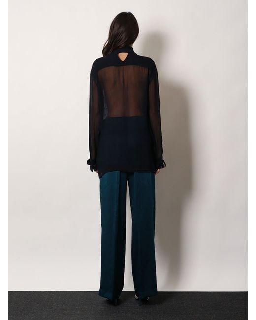Dries Van Noten Blue Viscose Shirt With Rhinestones