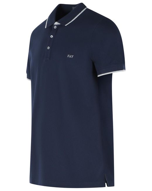 Fay Blue Stretch Cotton Polo Shirt for men