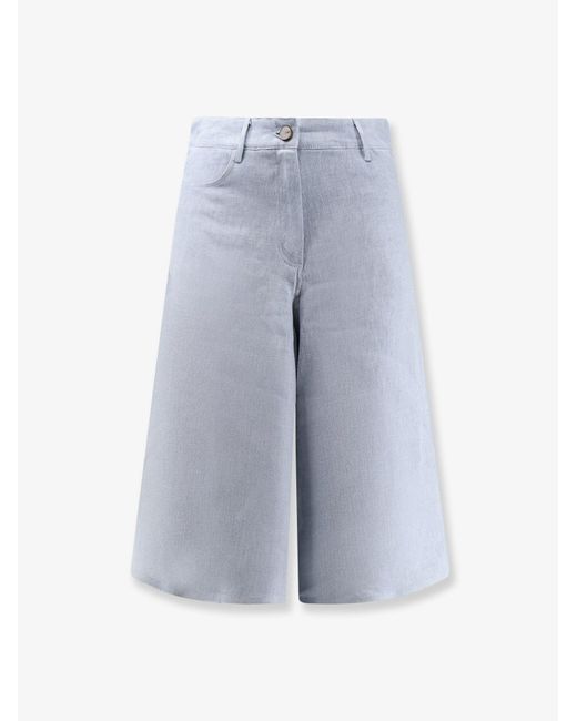 Women's Blue Délavé Linen Bermuda Shorts