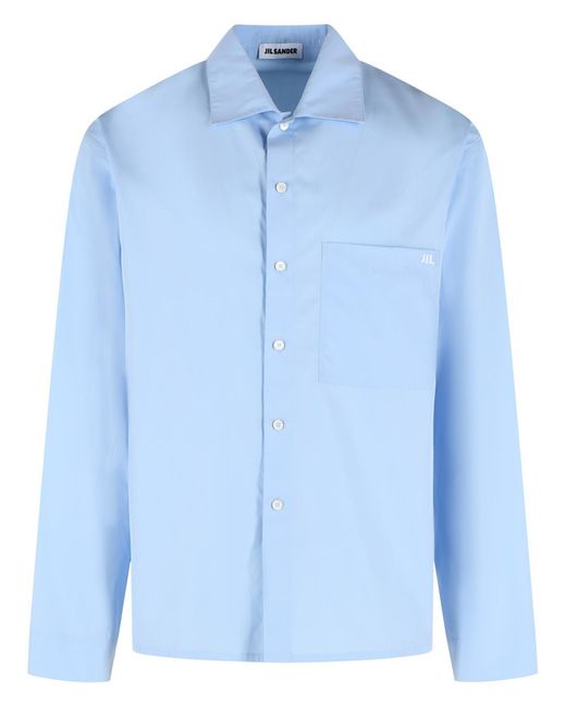 Jil Sander Blue Light Cotton Shirt for men