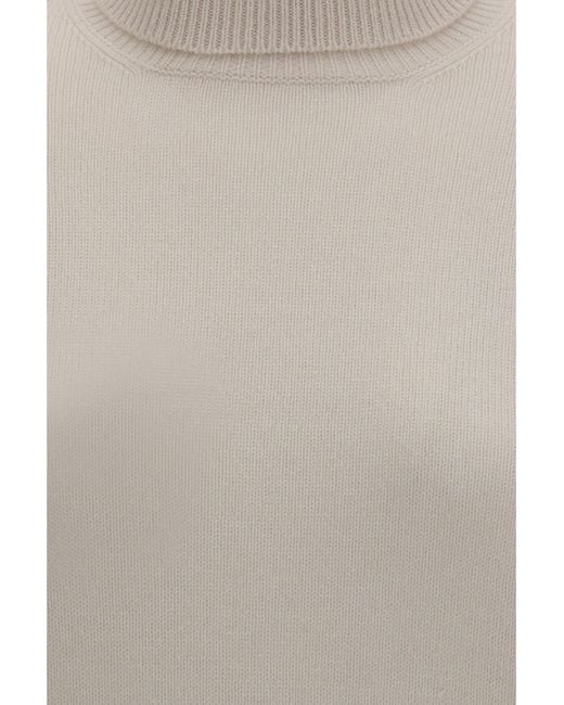 Brunello Cucinelli White Cashmere Turtleneck Sweater