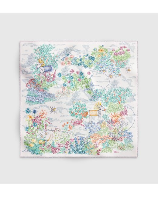 Dior Green Charming Garden 90" Silk Scarf