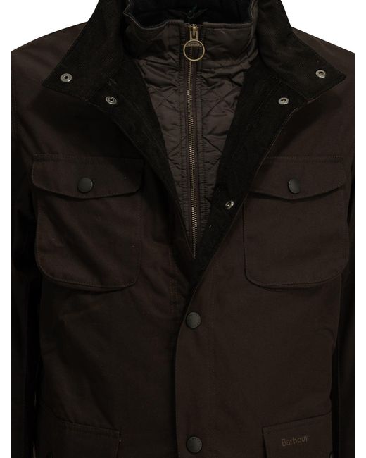 Barbour Black "Ogston Wax" Quilted Jacket for men