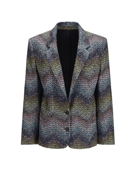 Missoni Black Single-Breasted Lamé Viscose Blazer