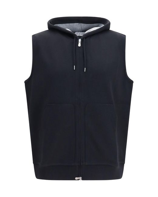 Brunello Cucinelli Blue Cotton Vest for men