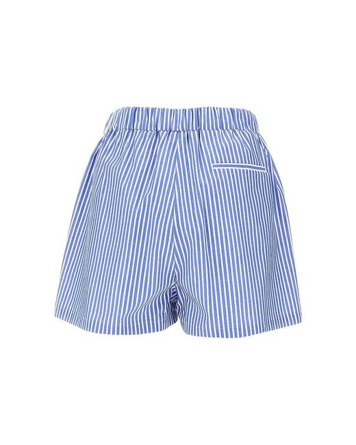 MSGM Blue Striped Poplin Shorts