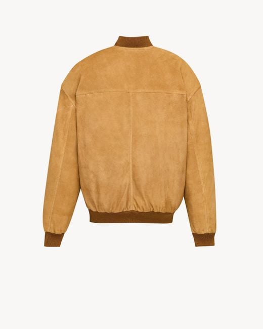 Saint Laurent Natural Suede Leather Bomber Jacket for men