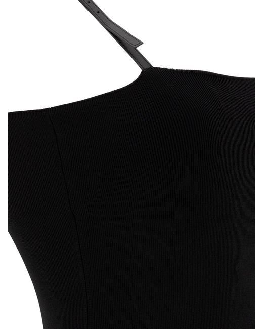 Acne Black Strap Logo Mini Dress For