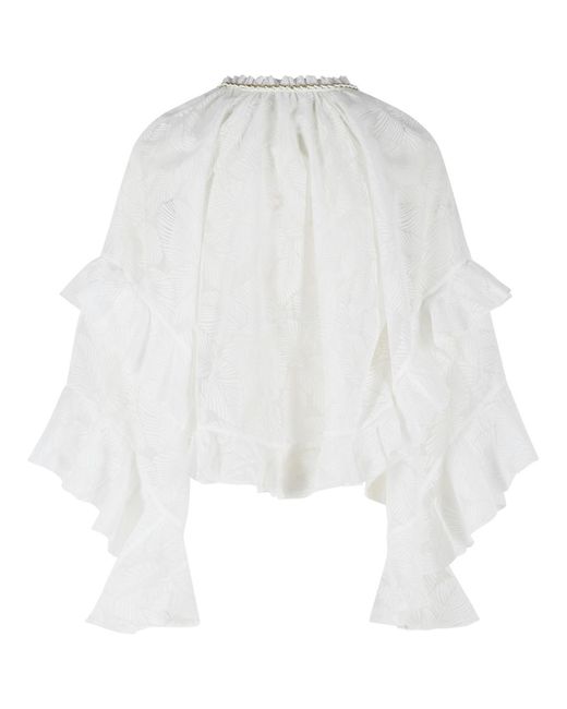 Zimmermann White 'Daylight' Cotton Blend Blouse
