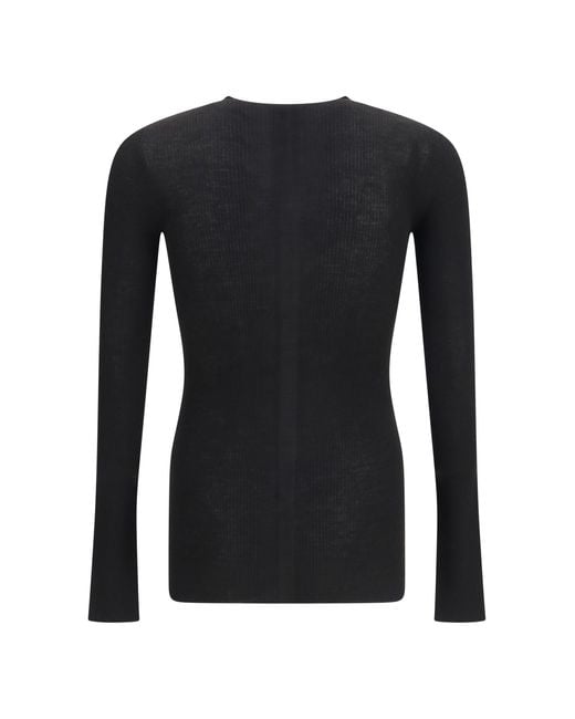 Rick Owens Black Slim Ribbed Long-Sleeve Sweater for men