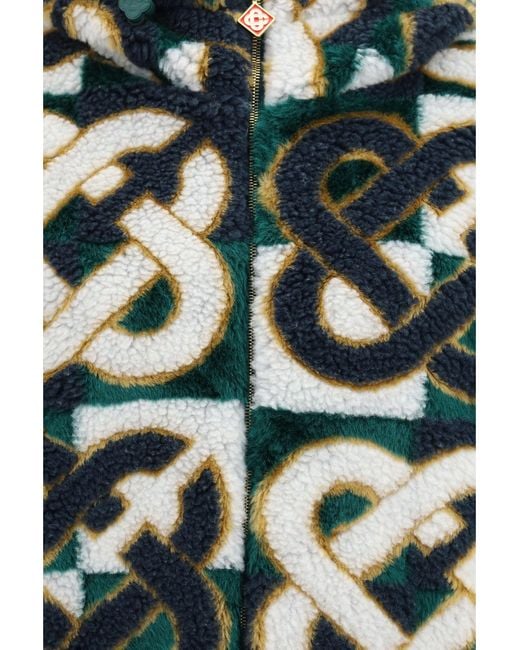 Casablanca Green Monogram Fleece Hooded Jacket for men