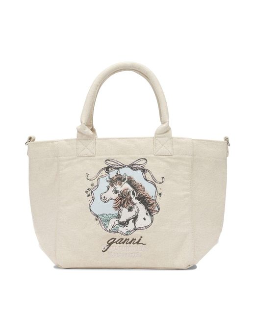 Ganni White Easy Pony Medium Handbag